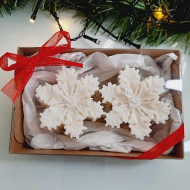 Imagem de kit Velas Aromáticas de Natal Flocos de Neve Presente 90g - Likare Hom