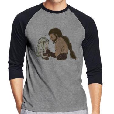 Imagem de Camiseta Raglan Khal Drogo e Daenerys Targaryen Manga 3/4 - Foca na Mo