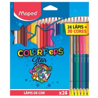 Imagem de Lápis De Cor  30 Cores ColorPeps Star Triangular 24 Lápis (6 Duos) Map