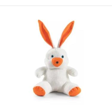 Imagem de Coelho De Pelúcia Com Cenoura Para Pascoa 30 Cm - LuckBaby, Branco