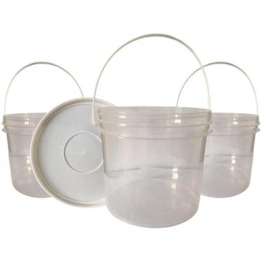 Imagem de baldes de acrílico com tampa atacado 3 Pçs - Nastripack, Transparente