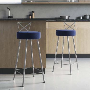 Imagem de Kit 02 Banqueta Alta Com Encosto Tânia Eiffel Cozinha Bar Bistrô Ferro