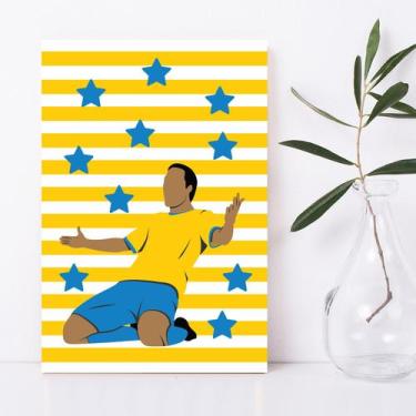 Imagem de Placa Decorativa MDF Infantil Futebol Gol Jogador Amarelo 30x40 - Quar