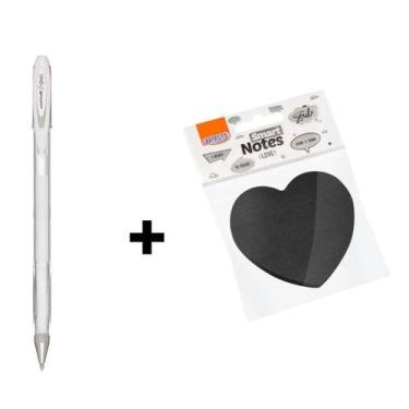 Imagem de Kit Caneta Uni-Ball Gel Angelic Signo 0.7mm Branca + Bloco Adesivo Pre