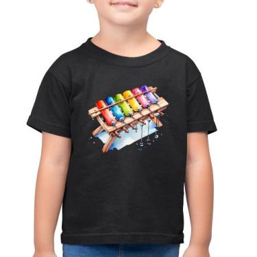 Imagem de Camiseta Algodão Infantil Xilofone - Foca na Moda, Preto, 6