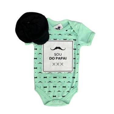 Imagem de Body Bebe Menino  Dia dos Pais + Boina- Papai - RL, Verde, G