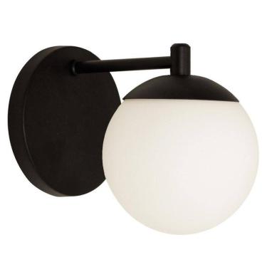 Imagem de Arandela Parede Reta Bola Globo Vidro Cabeceira Cama Preto