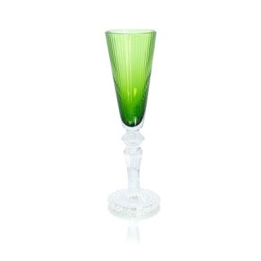Imagem de Taça Champanhe Cristal Verde Finos Lapidados Base Incolor - luxdecorca
