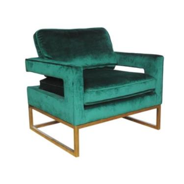 Imagem de Poltrona Moderna Aço Dourado com Estofado Verde Luxo - LUXdécor Casa e