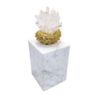 Imagem de Escultura Decorativa Base Coral Maior Marmore e Cristal Luxo - LUXdéco