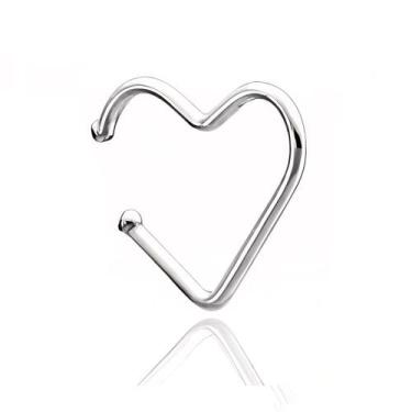 Imagem de Piercing De Pressão Orelha Em Prata 925 Fio Coração - DR Joias
