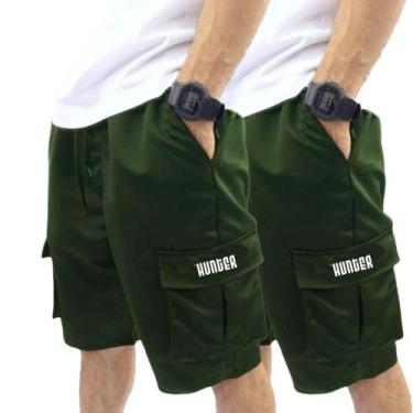 Imagem de Kit 2 Bermudas Corta Vento Bolso Cargo Hunter Colors Verão, Vrd, Vrd, 