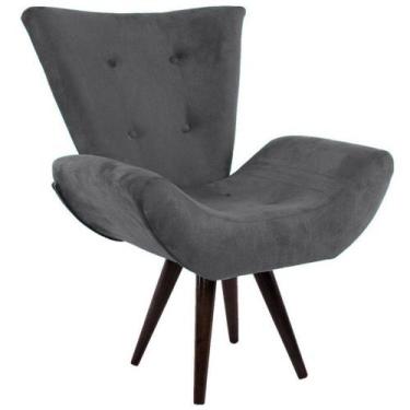 Imagem de Poltrona Decorativa Emília Pés Tabaco Suede Cinza - SA Móveis - Estopa