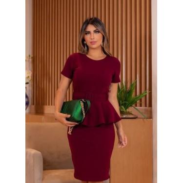 Imagem de Vestido Plus Size Peplum Cinto Moda Feminina Evangélica - Miss Flower,