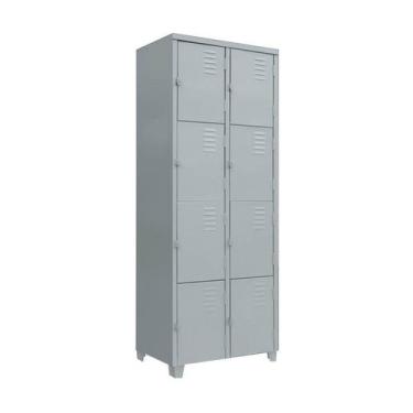 Imagem de Armário Roupeiro De Aço Vestiário Academia com 8 Portas Locker Cinza  