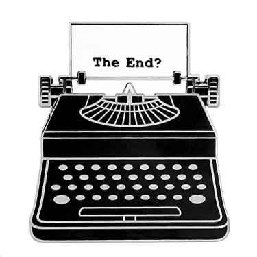 Imagem de Pinsanity Broche de lapela esmaltado de máquina de escrever preto vintage, 1.25 inch, esmalte, Sem Pedra Preciosa