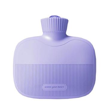 Imagem de Garrafa de água quente, bolsa de água quente de 1L para compressa quente e fria, aquecedor de pés de mão para o inverno sem cobertura - roxo