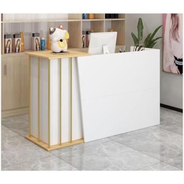 Imagem de Balcão de recepção simples moderno supermercado loja de conveniência hotel pequeno bar salão de beleza loja de roupas caixa recepção uso em qualquer lugar, branco quente, 140 x 40 x 90 cm