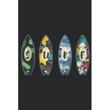 Imagem de Surfer Windsurfing Surf Retro Kiteboarding Graphic: Lined Journal Notebook To Do Schedule, Medium 6x9 Inches, 100 Pages, Printed Cover