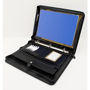 Imagem de Noda Pasta executiva de couro com 3 argolas, portfólio profissional de negócios com fecho de zíper | currículo, documento, bloco de notas, tablet, organizador de blocos de escrita | homens, mulheres