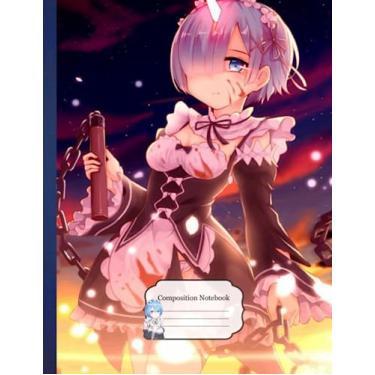 Imagem de Composition NoteBook: Rem Re Zero Ram Kanjii D33, 8.5x11 Inches - 110 page Workbook School Office Supplies For Children Boys Students Gift Home College Writing Notes Ruled Lined Pages