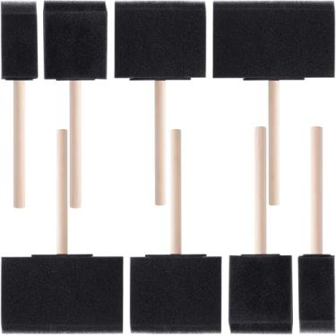 Imagem de HINZIC 8 peças, 4 tamanhos, pincéis de pintura de espuma, cabo de madeira, pincéis de espuma para vernizes e artesanato de grande área DIY (10 cm, 7,6 cm, 5 cm, 2,5 cm)