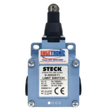 Imagem de Chave Fim De Curso 3 Entradas Pistão C/ Roldana Metal Ref. SM3DZ11 – Steck