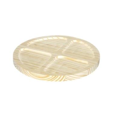 Imagem de Petisqueira Redonda de Madeira Pinus com 4 Divisões - Stolf, 24cm