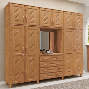 Imagem de Guarda-Roupa 10 Portas 4 Gavetas Freijó Capelinha Madeira Pinus - Cavazotto