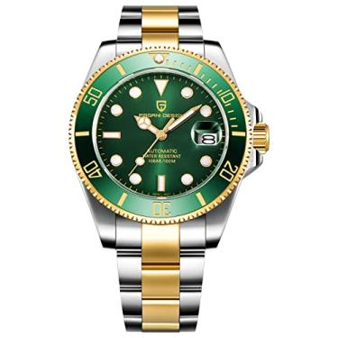 Imagem de SUZAKU Pagani Design Relógio Automático Masculino Movimento Mecânico Japonês Cristal Safira Aço Inoxidável Negócios Relógios de Pulso 100 M Impermeável PD-1639, Dourado e verde, Moderno
