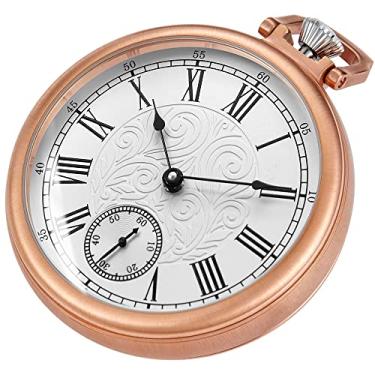 Imagem de Alwesam Relógio de bolso de aço resistente à mão mecânica relógio antigo afiado inoxidável original com corrente e caixa, Ouro rosa, Mecânico