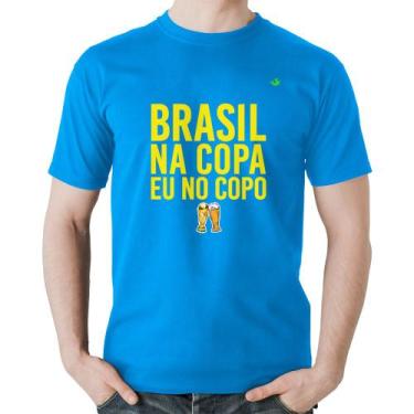 Imagem de Camiseta Algodão Brasil na Copa eu no copo - Foca na Moda, Azul, GG