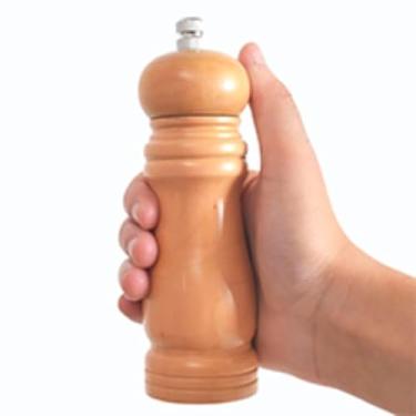 Imagem de NovoCastelo, Moedor De Pimenta e sal grosso em Madeira com Mecanismo Ceramico Girátório Ajustável 15cm Para Restaurante, Moe Especiarias, Grãos, Ervas e Pimenta Do Reino. Cor MARFIN.