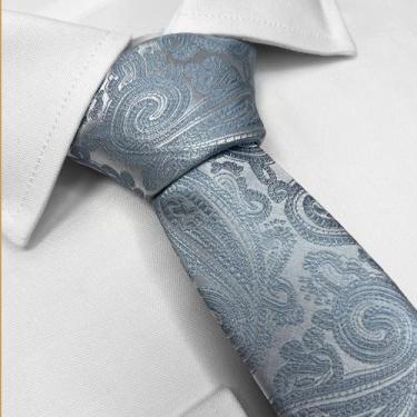 Imagem de Gravata Masculina de Luxo Cashimir - Edi Saraiva, Azul, Claro, 145 cm