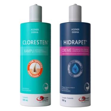 Imagem de Kit Shampoo Cloresten 500ml e Hidrapet 500ml para Cães Banho e Higiene
