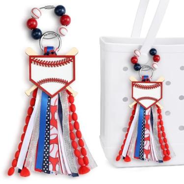 Imagem de CroBlissful Borla de beisebol e softball, compatível com bolsa Bogg personalizada, beisebol, softball, mãe, pingente, borla para sacola, Multicor, Beisebol
