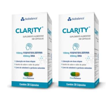 Imagem de Kit 2 Clarity Fosfatidilserina 150mg Dha 450mg 30 Cáps Biobalance, Sem