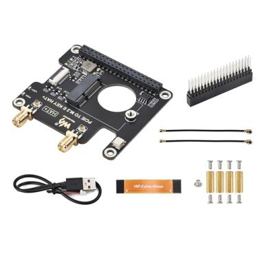 Imagem de Adaptador de chave Pi5 PCIe para M.2 E compatível com Raspberry Pi 5, suporta 2230 tamanho NGFF (M.2 E Key) sem fio NIC-AX210/AX200/BE200/RTL8822CE e modos Gen2 e Gen3, HAT+ padrão