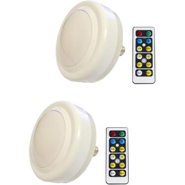 Imagem de Lâmpada operada por bateria com controle remoto para lâmpada sem fio, bateria E26/E27 sem fio regulável LED luz de disco operada por bateria, para luminária pendente de arandela, 2 pacotes