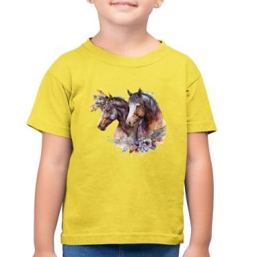 Imagem de Camiseta Algodão Infantil Casal de cavalos e flores - Foca na Moda, Am