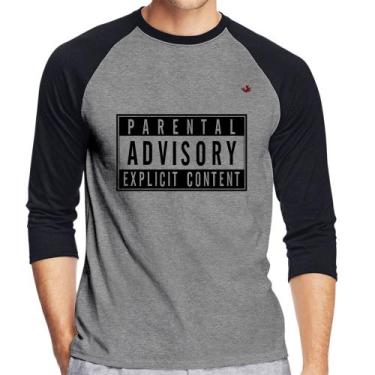 Imagem de Camiseta Raglan Parental Advisory: Explicit Content Manga 3/4 - Foca n