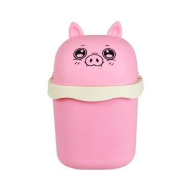 Imagem de Lixeira de Mesa Porta Treco Com Tampa Fofinha 1,5L Keita, Rosa