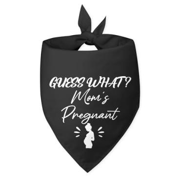 Imagem de Adivinhe o quê? Anúncio do bebê grávida da mãe bandana cachorro preto anúncio de gravidez anúncio de gênero revela foto adereço acessório para animal de estimação cachecol acessórios para amantes de
