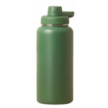 Imagem de Garrafa Térmica de Aço Inox, 950ml, Tampa Rosqueável com Alça, Vacuum (Verde Militar)