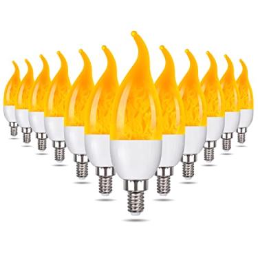 Imagem de Venforze Lâmpadas de chama E12, 3 modos LED candelabro lâmpada de chama de 1,2 Watt branco quente lâmpadas de chama, velas 1800 K, ponta de chama para decorações de festa de Natal