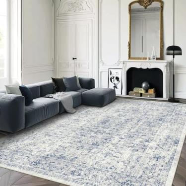 Imagem de Tapetes de área 12 x 18 cm - Tapete lavável ultrafino com suporte antiderrapante, ideal para sala de estar, quarto, sala de jantar interna - vintage, fácil de limpar, durável, tapete de pelo baixo