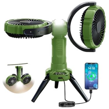 Imagem de NIFBANG Ventilador de acampamento com luz, 8000 mAh recarregável, alimentado por bateria, ventiladores de teto de barraca, oscilação de 270°, rotação de 360°, equipamento essencial de acampamento