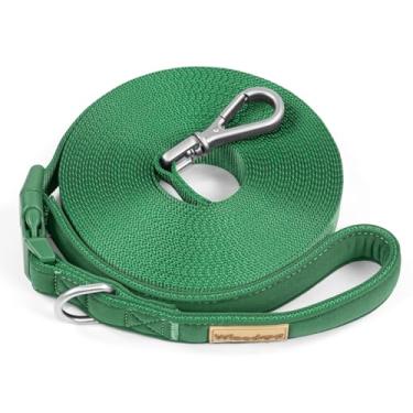 Imagem de Wisedog Coleira de nylon longa verde pinho de 15 m para cães pequenos, médios e grandes para caminhar, treinar e correr