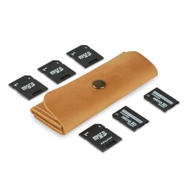Imagem de Leather SD Card Holder, SD Card Case, Micro SD Card Holder Organizer, SD Card Storage Case, Memory Card Case Cover, Travel Memory Card Case (Vintage Brown)