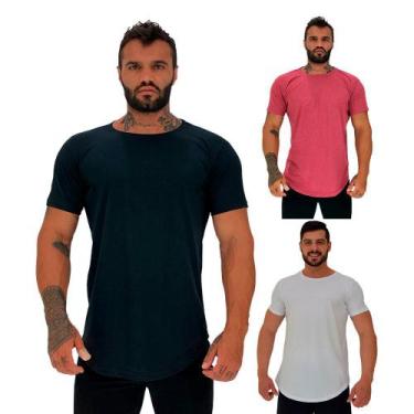 Imagem de Kit 3 Camiseta Longline MXD Conceito Slim Cores Básicas e Mescladas Li